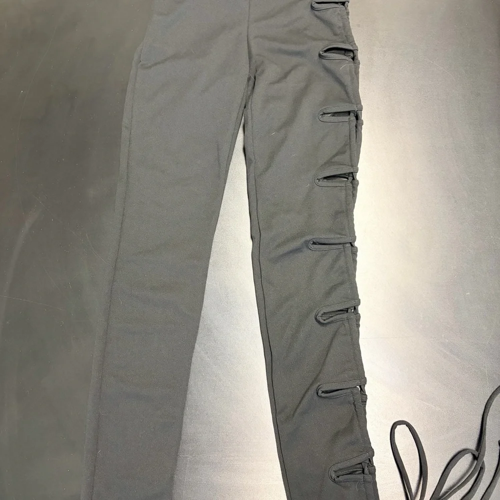 Fashion Nova Black Crisscross Lace-Up Leggings - Picture 3 of 5